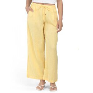 C&C CALIFORNIA Sunshine Linen Pull On Pants With Elastic Waist Band